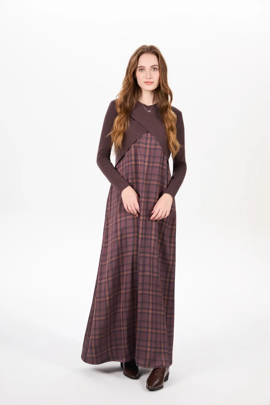 AS AW25 elegance slip satin dress + knitting cross top +mockneck woman clothing set adjustable maxi floor length - Image 4